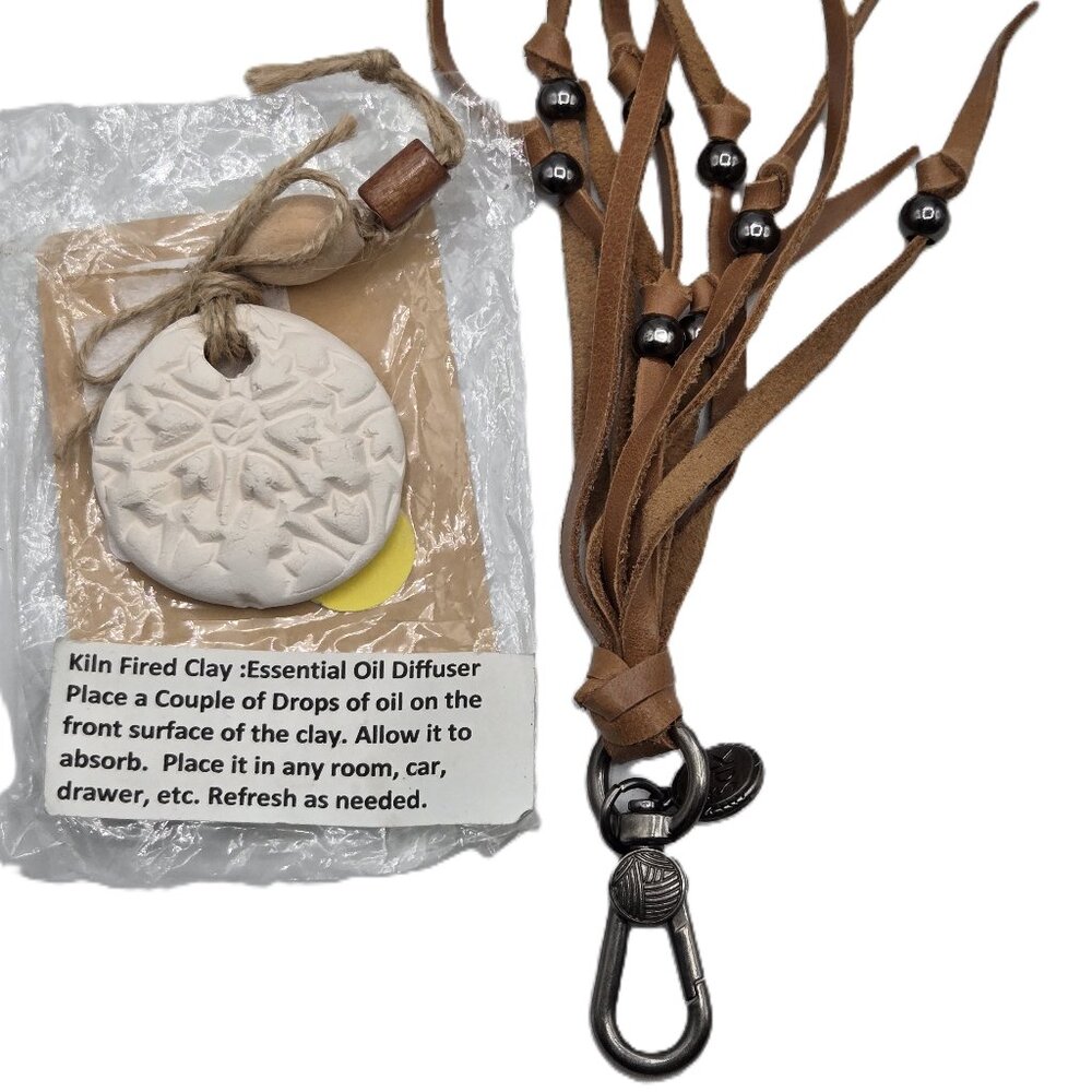the sak Brown Leather Zipper Pull & White Clay Essential Oil Diffuser